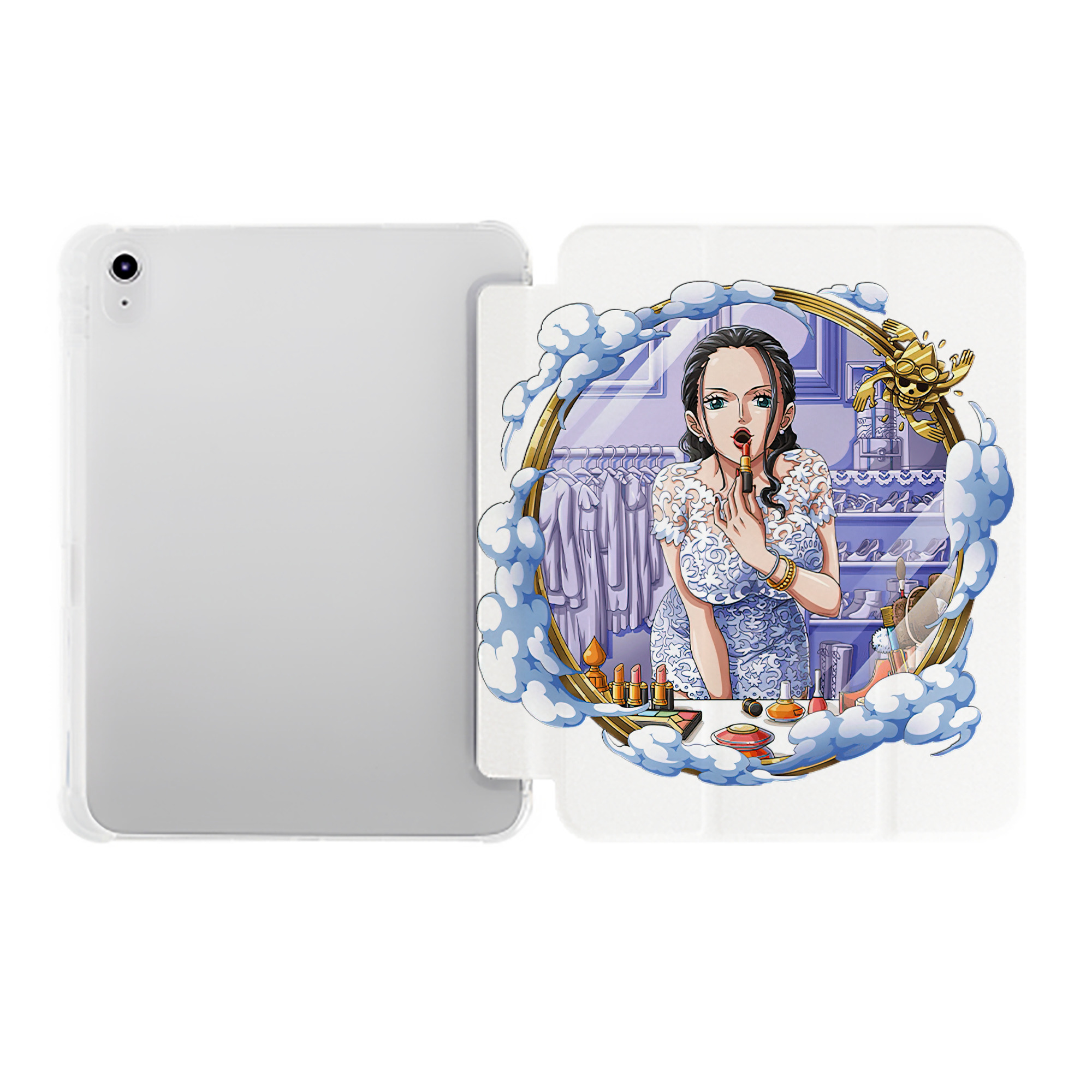 （画像用） ワンピース ニコ・ロビン ONE PIECE Nico Robin IPad ケース ペン収納付き 三つ折りスタンド PUレザー×シリコン 対応機種9.5/10.5/10.9インチ